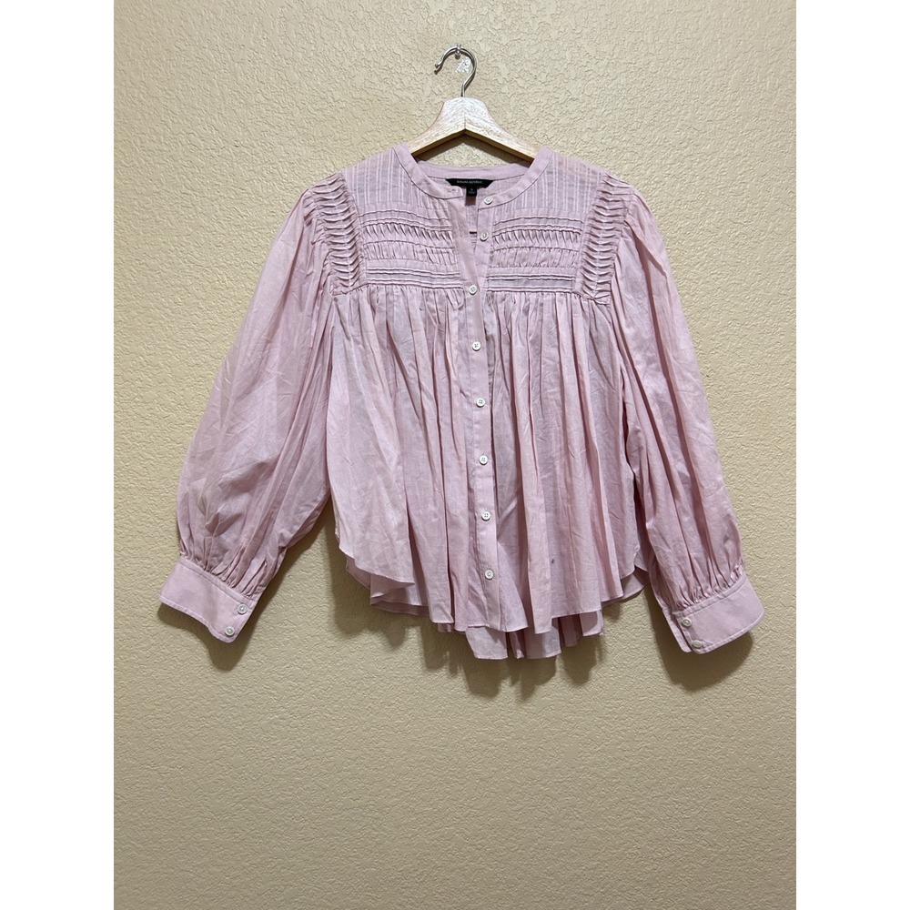 Banana Republic S Pintuck Pleated Blouse Pink Cotton Voile Cottagecore Romantic